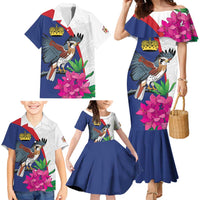 Furstentum Liechtenstein Family Matching Mermaid Dress and Hawaiian Shirt Kestrel With Alpine Rose Flower