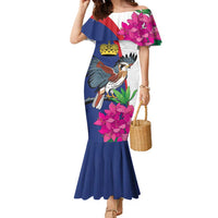 Furstentum Liechtenstein Family Matching Mermaid Dress and Hawaiian Shirt Kestrel With Alpine Rose Flower