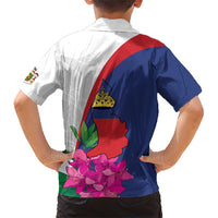 Furstentum Liechtenstein Family Matching Short Sleeve Bodycon Dress and Hawaiian Shirt Kestrel With Alpine Rose Flower