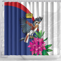 Furstentum Liechtenstein Shower Curtain Kestrel With Alpine Rose Flower