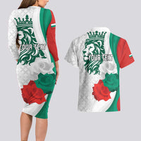 Personalized Bulgaria Independence Day Couples Matching Long Sleeve Bodycon Dress and Hawaiian Shirt Suedinenieto Pravi Silata Folk Pattern