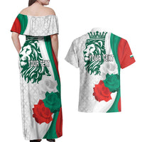 Personalized Bulgaria Independence Day Couples Matching Off Shoulder Maxi Dress and Hawaiian Shirt Suedinenieto Pravi Silata Folk Pattern