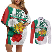 Personalized Bulgaria Independence Day Couples Matching Off Shoulder Short Dress and Long Sleeve Button Shirt Suedinenieto Pravi Silata Folk Pattern