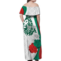 Personalized Bulgaria Independence Day Family Matching Off Shoulder Maxi Dress and Hawaiian Shirt Suedinenieto Pravi Silata Folk Pattern