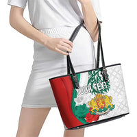 Personalized Bulgaria Independence Day Leather Tote Bag Suedinenieto Pravi Silata Folk Pattern