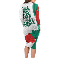 Personalized Bulgaria Independence Day Long Sleeve Bodycon Dress Suedinenieto Pravi Silata Folk Pattern