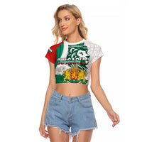 Personalized Bulgaria Independence Day Raglan Cropped T Shirt Suedinenieto Pravi Silata Folk Pattern