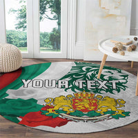 Personalized Bulgaria Independence Day Round Carpet Suedinenieto Pravi Silata Folk Pattern