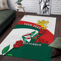 Personalized Bulgaria Unification Day Area Rug Lion Rampant Red Rose