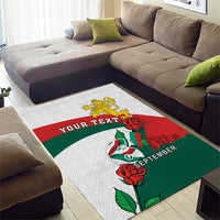 Personalized Bulgaria Unification Day Area Rug Lion Rampant Red Rose