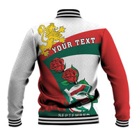 Personalized Bulgaria Unification Day Baseball Jacket Lion Rampant Red Rose