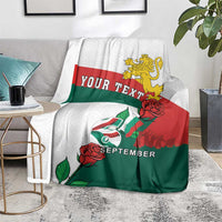 Personalized Bulgaria Unification Day Blanket Lion Rampant Red Rose