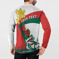 Personalized Bulgaria Unification Day Button Sweatshirt Lion Rampant Red Rose