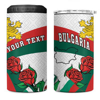 Personalized Bulgaria Unification Day 4 in 1 Can Cooler Tumbler Lion Rampant Red Rose