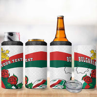 Personalized Bulgaria Unification Day 4 in 1 Can Cooler Tumbler Lion Rampant Red Rose