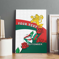 Personalized Bulgaria Unification Day Canvas Wall Art Lion Rampant Red Rose