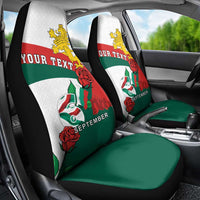 Personalized Bulgaria Unification Day Car Seat Cover Lion Rampant Red Rose