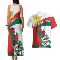 Personalized Bulgaria Unification Day Couples Matching Tank Maxi Dress and Hawaiian Shirt Lion Rampant Red Rose