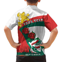 Personalized Bulgaria Unification Day Family Matching Off Shoulder Maxi Dress and Hawaiian Shirt Lion Rampant Red Rose