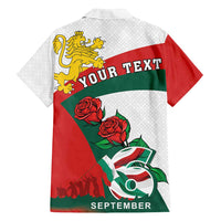 Personalized Bulgaria Unification Day Family Matching Off Shoulder Maxi Dress and Hawaiian Shirt Lion Rampant Red Rose