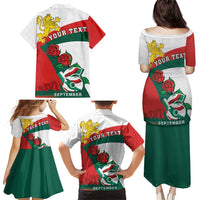 Personalized Bulgaria Unification Day Family Matching Puletasi and Hawaiian Shirt Lion Rampant Red Rose