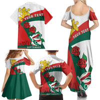 Personalized Bulgaria Unification Day Family Matching Summer Maxi Dress and Hawaiian Shirt Lion Rampant Red Rose