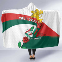 Personalized Bulgaria Unification Day Hooded Blanket Lion Rampant Red Rose