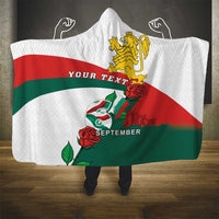 Personalized Bulgaria Unification Day Hooded Blanket Lion Rampant Red Rose