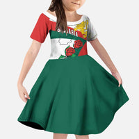Personalized Bulgaria Unification Day Kid Short Sleeve Dress Lion Rampant Red Rose