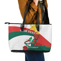 Personalized Bulgaria Unification Day Leather Tote Bag Lion Rampant Red Rose