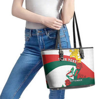 Personalized Bulgaria Unification Day Leather Tote Bag Lion Rampant Red Rose