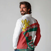 Personalized Bulgaria Unification Day Long Sleeve Polo Shirt Lion Rampant Red Rose