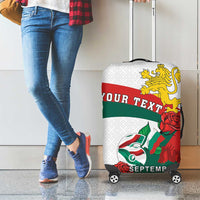 Personalized Bulgaria Unification Day Luggage Cover Lion Rampant Red Rose
