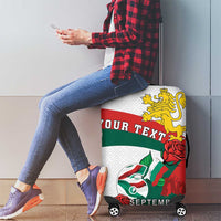 Personalized Bulgaria Unification Day Luggage Cover Lion Rampant Red Rose