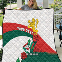 Personalized Bulgaria Unification Day Quilt Lion Rampant Red Rose