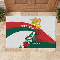 Personalized Bulgaria Unification Day Rubber Doormat Lion Rampant Red Rose