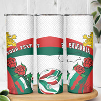 Personalized Bulgaria Unification Day Skinny Tumbler Lion Rampant Red Rose