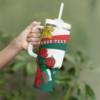 Personalized Bulgaria Unification Day Tumbler With Handle Lion Rampant Red Rose