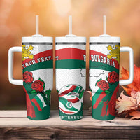 Personalized Bulgaria Unification Day Tumbler With Handle Lion Rampant Red Rose