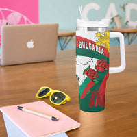 Personalized Bulgaria Unification Day Tumbler With Handle Lion Rampant Red Rose