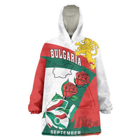 Personalized Bulgaria Unification Day Wearable Blanket Hoodie Lion Rampant Red Rose