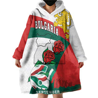 Personalized Bulgaria Unification Day Wearable Blanket Hoodie Lion Rampant Red Rose