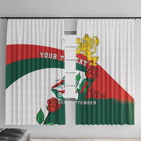 Personalized Bulgaria Unification Day Window Curtain Lion Rampant Red Rose
