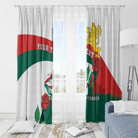Personalized Bulgaria Unification Day Window Curtain Lion Rampant Red Rose
