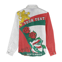 Personalized Bulgaria Unification Day Women Casual Shirt Lion Rampant Red Rose