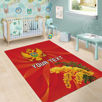 Personalized Montenegro Independence Day Area Rug Coat Of Arms With Mimoza