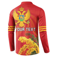 Personalized Montenegro Independence Day Button Sweatshirt Coat Of Arms With Mimoza