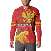 Personalized Montenegro Independence Day Button Sweatshirt Coat Of Arms With Mimoza