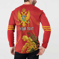 Personalized Montenegro Independence Day Button Sweatshirt Coat Of Arms With Mimoza