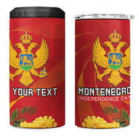 Personalized Montenegro Independence Day 4 in 1 Can Cooler Tumbler Coat Of Arms With Mimoza